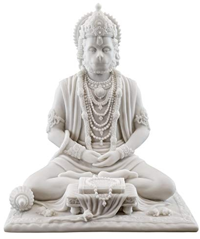 Top Collection Hanuman Hindu-Statue in weißem Marmor-Finish – Hindu-Gott der Stärke, 20,3 cm