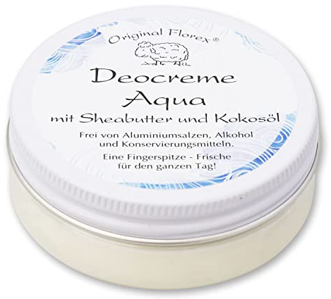 Florex Deocreme - Aqua - mit Sheabutter und Kokosöl ohne Aluminiumsalze Alkohol Konservierungsstoffe 40 g