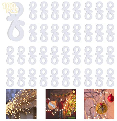 LIHAO Gutter Hooks - 100 PCS S-Shaped Gutter Clips for Outdoor Christmas Lights & Tree Ornaments