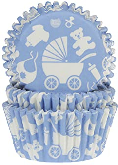 House of Marie 50 Muffinförmchen, Baby, blau