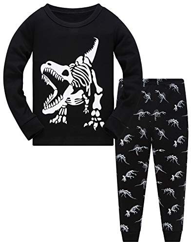 TEDD Jungen Schlafanzug Dinosaurier Langarm Zweiteilig Pyjama Kinder Baumwolle Schlafanzüge Set Winter Weihnachten Nachtwäsche Größe 1-12 Jahre