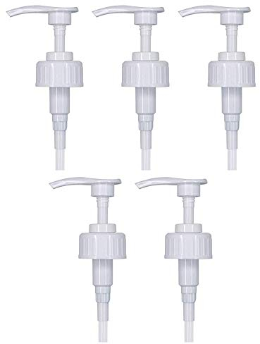 IBEX MART 38mm White Pelican Pump Dispenser For 5 Liter Container Pack of 5, Dispenses 5ml Dose 5ltr Pump Dispenser For Ketchup