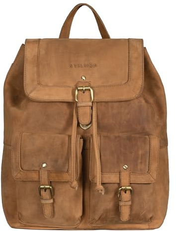 STILORD Nora Großer Lederrucksack Vintage Hochwertiger Daypack 13.3 Zoll Rucksack-Handtasche für Schule Office Uni Freizeit Büro Echtes Leder für Damen und Herren Farbe:Dijon - braun
