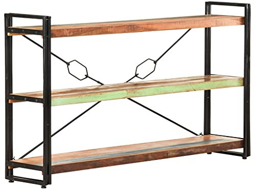 vidaXL Bücherregal 3 Fächer Industriestil Standregal Büroregal Wandregal Lagerregal Regal Haushaltsregal 140x30x80cm Altholz Massiv
