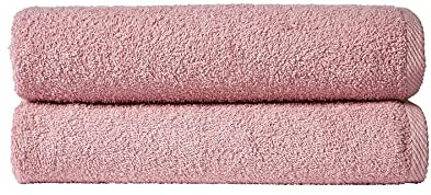 Olivia Rocco Lot de 2 draps de bain 100 % coton multi-usage pour voyage, gym, vacances, rose poudré