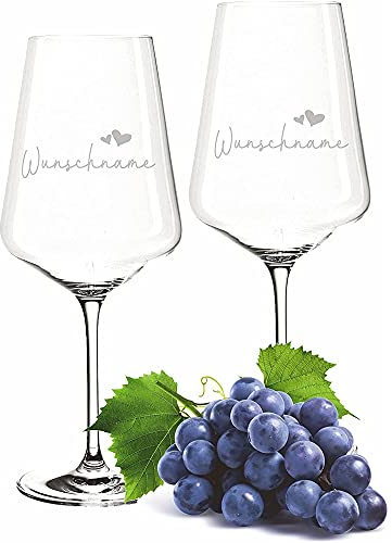 FORYOU24 2 Leonardo Weingläser Puccini mit personalisierter Gravur Wunschname Geschenk zur Hochzeit, Verlobung & Jahrestag EIN perfektes Hochzeitsgeschenk
