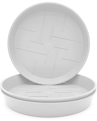 Plastard 3er-Set Blumentopf-Untersetzer Rund aus Plastik 24 cm Durchmesser, Untertopf für Innen- und Außenbereiche, aus witterungsbeständigen Material, Farbe Weiß