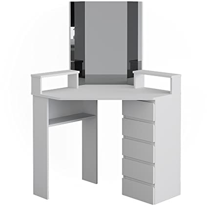 Vicco Frisiertisch für die Ecke Tilda, Kosmetiktisch mit Spiegel, Weiß, 113.3 cm