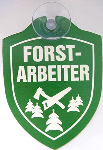 vielesguenstig-2013 Schild mit Saugnapf für Forstarbeiter, Wald, Forstwirtschaft, Auto, Windschutzscheibe, Kunststoff, UV-beständig, 85x112mm, bunt, praktisch, Parkplatz