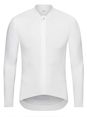 Rennrad Trikot Herren Langarm MTB Rennrad Shirt Herren Fahrradjacke Jersey,Weiß,M