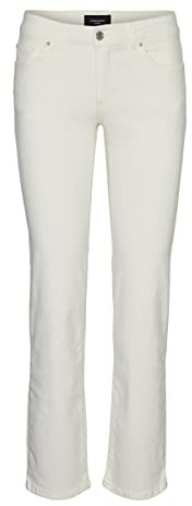 VERO MODA Damen VMDAF MR STRAIGHT JEANS ECRU ,Ecru ,29W / 32L