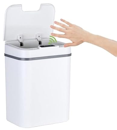 WMLBK Sensor Waste Bin, 12L Automatic Intelligent ABS Plastic Touch Sensing Household Rubbish Bin for Bathroom, Kitchen