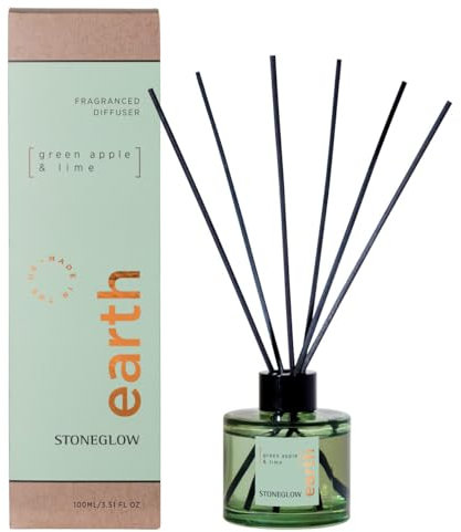 Stoneglow Elements Collection - Earth - Green Apple & Lime 100ml Scented Reed Diffuser (Green)