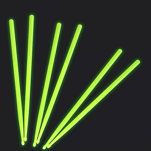 Jiayouy Lot de 3 paires de baguettes de batterie en nylon 5A pour adultes et enfants Vert fluo
