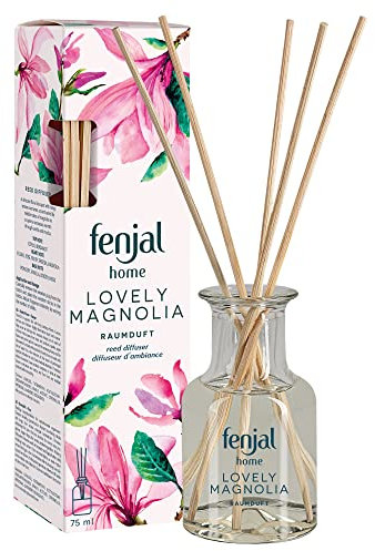 fenjal home Raumduft - 75 ml, Blumen mit Zitrusakkord, 5 Rattan-Stäbchen, bis zu 6 Wochen Dufterlebnis - Lovely Magnolia