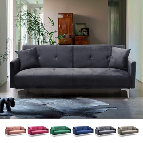 Produce Shop 3-Sitzer-Schlafsofa aus Samtstoff mit Modernem Design Villolus - Dunkel Grau