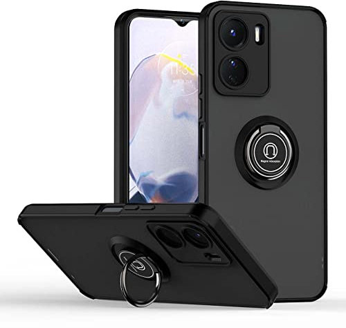 BORYA Funda para OPPO A57 4G/OPPO A57s, Antigolpes Suave Delgada Sedoso Translúcido Mate Silicona Carcasa TPU+PC Bumper Estuche, Magnético Soporte Caso, Negro