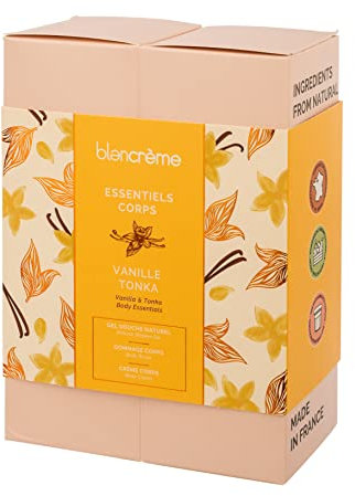 Blancrèmep - Coffret Cadeau Soins du Corps 98% naturel Vanille & Tonka : Gel douche, Gommage & Crème corps fondante
