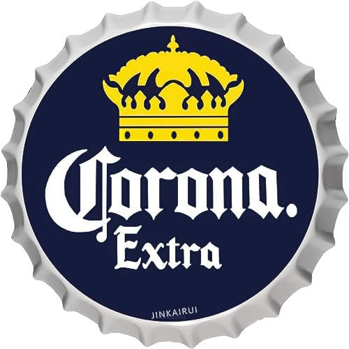 Corona Retro-Metall-Blechschild, extra dekorative Kronkorken, Metall-Blechschilder für Zuhause, Höhle, Garage, Bar, Wanddekoration, Vintage-Metallschild, 34 cm