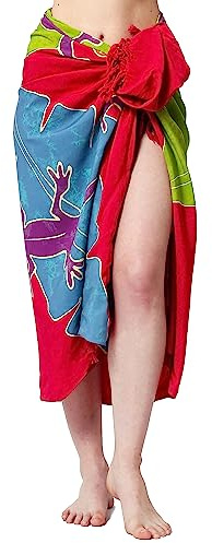 SAIVONA Großes Pareo Sarong Tuch Damen Wickelrock Strand Strandtuch Blickdicht Wickeltuch Umkleidehandtuch Wickelkleid Handarbeit aus Fair Trade Handbemalt Unisex + Gratis Schnalle und Haarband