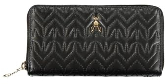 Patrizia Pepe Damen Geldbörse Schwarz Leder 19 cm Klassisch Zweifach gefaltet Reißverschluss 1 Pocket