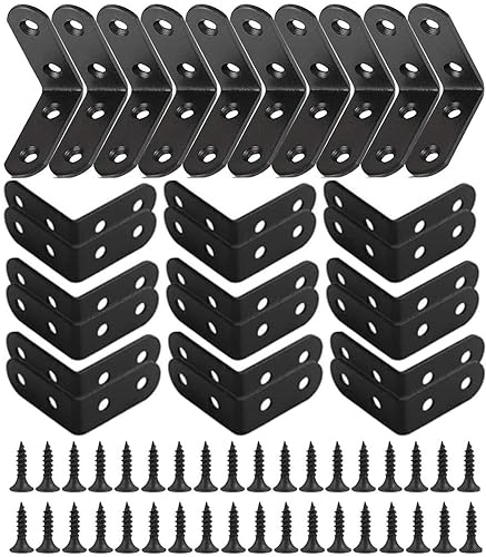 34 Stück Edelstahl Eckwinkel, 90 Grad Winkel Klammern Metall Regalträger Winkel Halterung L-Form Halterungen mit Schrauben (24 Stück 40 * 40mm+10 Stück 50 * 50mm)