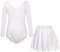 FONLAM Mädchen Ballettkleid Balletttrikot Langarm Tanzkleid Tanzbody Ballettrock Chiffon Tutu Kinder Ballettanzug Baumwolle (11-12 Jahre, Weiß)