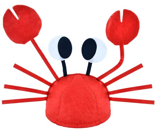 Krabben Hut Krabben Mütze, Verstellbar Lustiger Hut, Partyhut Meerestier Hüte, Lustige Hüte für Kinder Erwachsene, Krabbenhut für Karneval Cosplay Ostern Halloween Party Dekoration Kostüm Zubehör