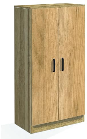 eacommerce Mobile Armadio Multiuso in Legno Scarpiera 2 Ante 6 Ripiani 55x36x108H cm (Rovere)