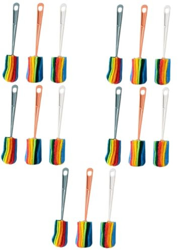 Mobestech 15pcs Long Handle Bottle Brush Soft Upholstery Cleaner Car Cleaning Brush Kitchen Sink Unblocker Random Color