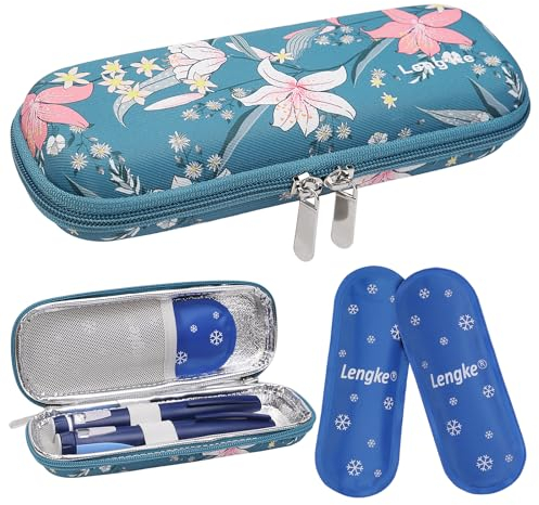 BOMKEE Bolsa de Aislado para Diabética, Portátil Medicamentos Estuche de Viaje con 2 Paquetes de Hielo para Bolígrafos de Insulina Suministros para Diabéticos