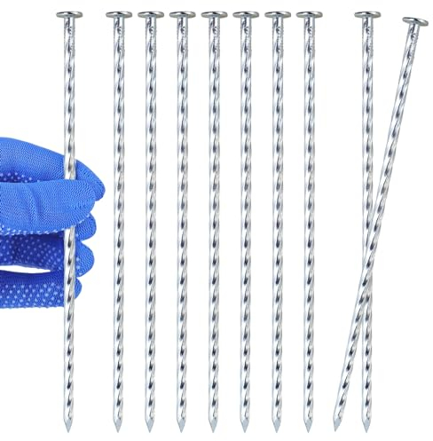 SZENSANG Anti-Rost Verzinkt Erdanker Schwerlast Metall Bodenanker Spiral, für Sicherung Vordächern,Unkrautflies, Zelten, Camping, Zaun 254mm lang (25 Stück)