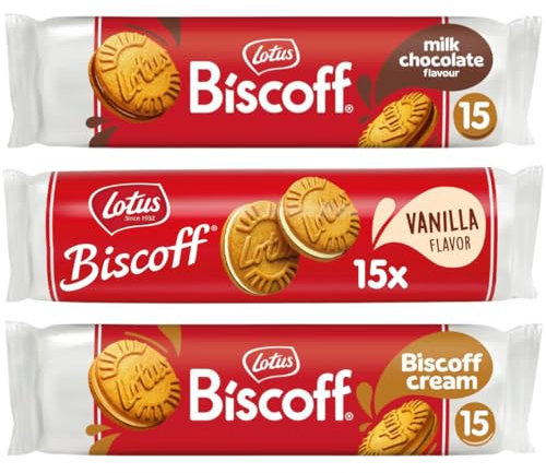 Sandwich Biscuit Bundle With Biscoff Sandwich Cream Biscuits, Milk Chocolate Cream and Vanilla Cream (3 x 150g Packs)