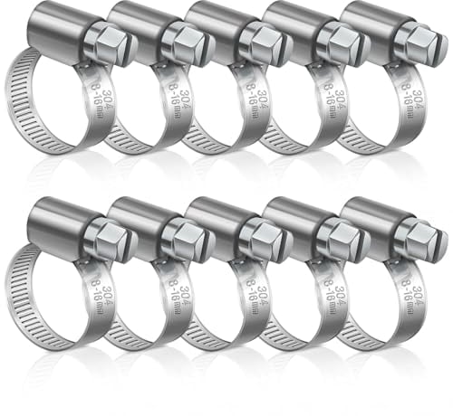 JatilEr Schlauchschellen 8-16mm, 10 Stück Einstellbare Schlauchklemme Edelstahl 304 Schlauchschelle Set Schlauchbinder, Rohrschellen für Auto, Industrie, Verbinden und Sichern von Rohrleitungen