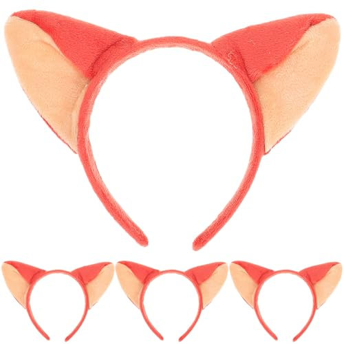 AOKWAWALIY 4 Stück Fuchsohren Stirnband Plüschtier Ohren Halloween Cosplay Kopfschmuck Mädchen Jungen Kostüme Halloween Weihnachten