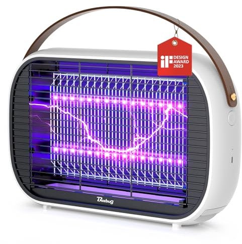 Buzbug Lámpara Antimosquitos LED Interior y Exterior, Lámpara con Vida Útil de 10 Años, Batería Recargable 5200mAh, Trampa Portátil para Moscas, Mosquitos, Jejenes, Polillas y Avispas, MA015C