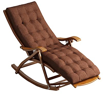 Natural Bamboo Rocking Chair,Summer Balcony Garden Chairs,Foldable Wooden Lounge Chair for Home Rest,Living Room Single Chair,with Detachable Cotton Mat,Yh-1002