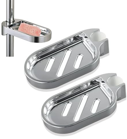 2 PCS Shower Soap Holder, Clip-On Soap Bar Holder 24mm Bathroom Soap Dish Adjustable Sink Storage Rack Sponge Holders for Kitchen Bathroom