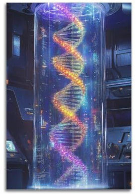 XHHOKA DNA-Doppelhelix-Poster, Farbkunstwerk, DNA, menschlich, dekorative Leinwand, Wand- und Kunstposter, Gemälde, 30 x 45 cm