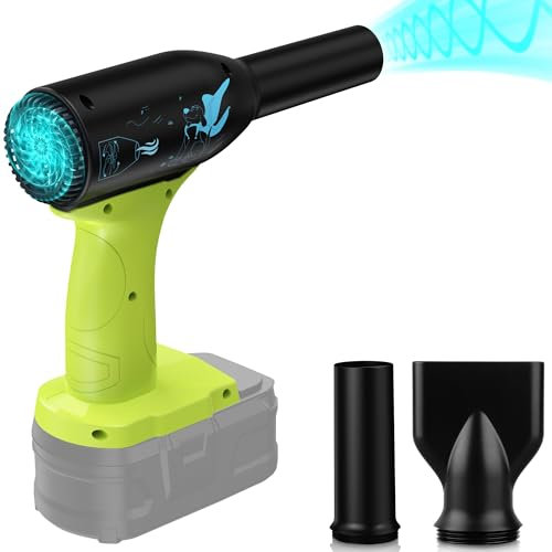 Jet Dry Mini Blower 90000 RPM Wind Speed 3-Speed Control Compatible with Ryobi 18V Battery,Rechargeable Cordless Jet Fan Blower for Leaf Blower, Car and Outing Jobsite (Battery Not Included)
