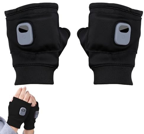 Eznaobo Heated Work Gloves,Electric Gloves For Women,3 Speed Adjustable Heated Riding Gloves,Rechargeable Fingerless Heated Gloves,Fingerless Heated Gloves,Half-finger Gloves,Fast Heating (Black)