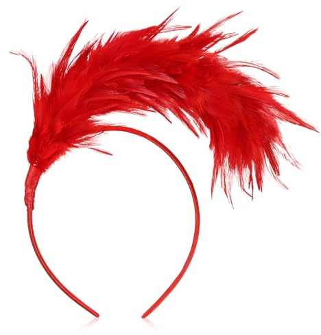 Dilunave Bunt Feder Stirnband Fascinator Regenbogen Haarreif Cosplay Haarbänder Karneval Kopfschmuck Fasching Stirnband Feder Kopfschmuck Damen Kostüm für Ostern Hochzeit