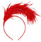 Dilunave Bunt Feder Stirnband Fascinator Stirnbänder Cosplay Feder Haarband Karneval Party Kopfschmuck Regenbogen Feder Haarreif Kostüm für Ostertag Hochzeit Halloween Party(Rot)