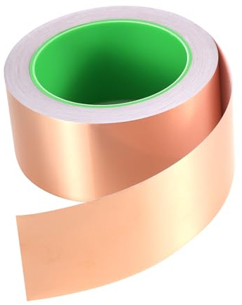 FIFIBANG 50mm*20M Kupferband Gegen Schnecken, Selbstklebend Kupferfolie Kupferfolienband, Beidseitig Leitende EMI Kapton Tape, Copper Foil Tape für Pflanzenschutz, EMI Abschirmband