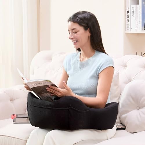 cooloo8 Lesekissen für Schoß, Laptop-Kissen, weiches Schoß-Schreibtisch, Gaming-Kissen zum Lesen, Arbeiten, Spielen im Bett, Couch, Auto (Schwarz)