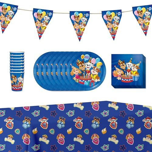 Anila's Party Set Paw Patrol, 38-Piece Set, Plates, Cups, Napkins, Disposable Tableware, Tableware Set