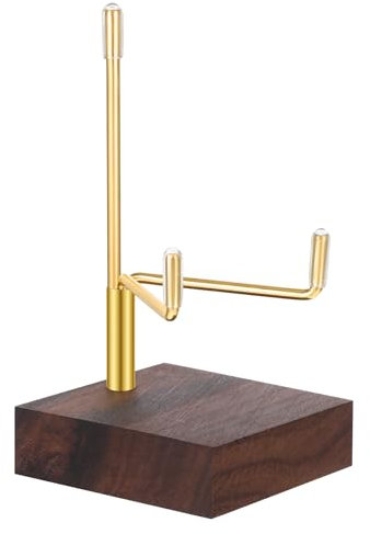 Xthrotsenk Walnut Wood Display Stand with Adjustable Metal Arms Small Display Easel Holder Crystal Displays Stand for Displaying Geodes Seashell Fossil Coral Crystal Rock (2x2x3.2)