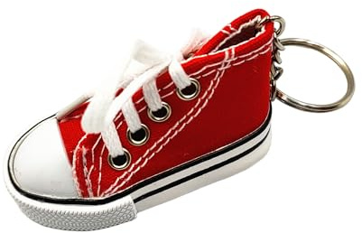 Porte-clés basket miniature drôle toile chaussures montantes pour femme sac voiture accessoires breloques cadeaux (Rouge)