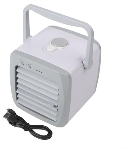 Enfriador de aire portátil para coche con humidificador, ventilador alimentado por USB para uso en interiores y exteriores, silencioso y eficiente