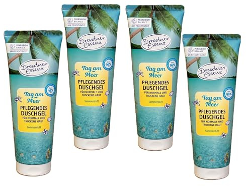 4er Pack Dresdner Essenz Duschgel Tag am Meer 4x 250 ml Duschbad vegan